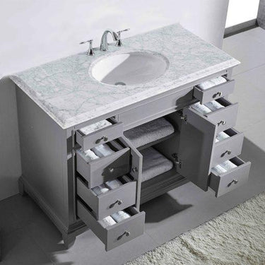 Eviva Elite Stamford 42″ Bathroom Vanity w/ Double Ogee Edge White Carrara Top Vanity Eviva